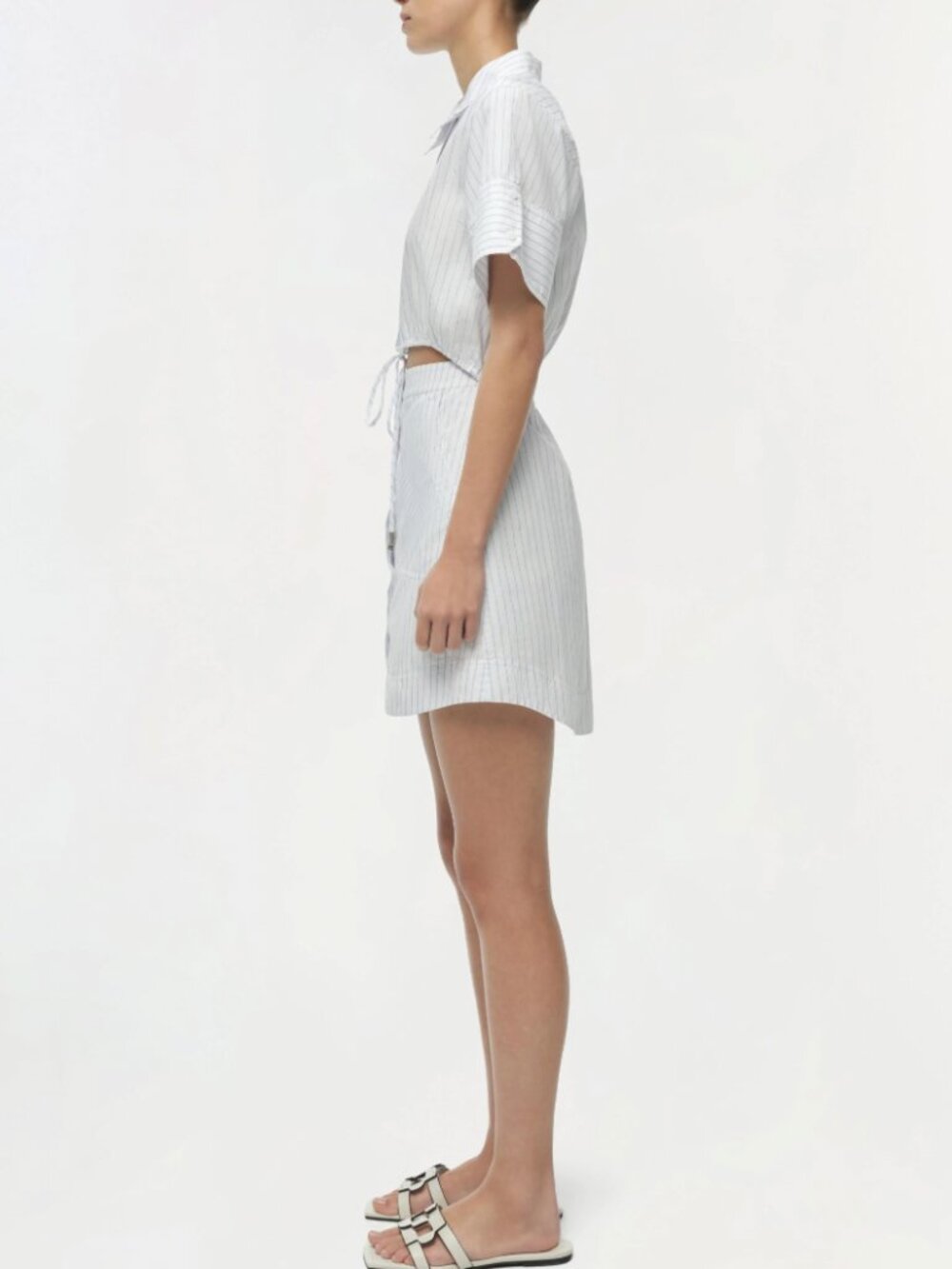 MUST HAVE SIMKHAI Marcy Mini Shirt Dress 2/4/6 White Stripe Cotton Casual - Picture 11 of 12